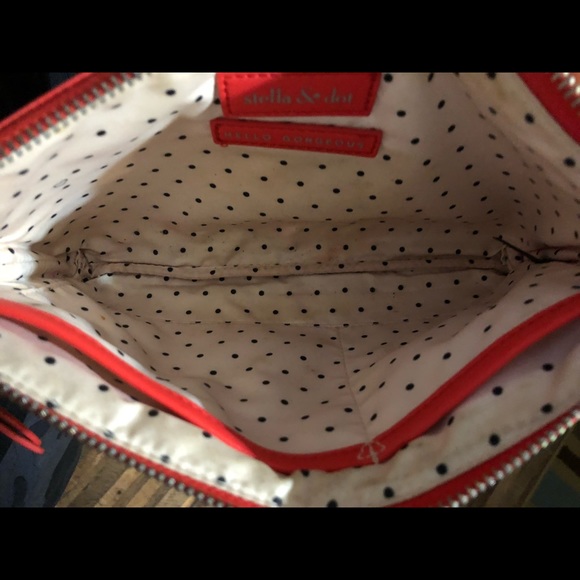 Stella & Dot Red Pink Stripe Elephant Pouch - Picture 2 of 3